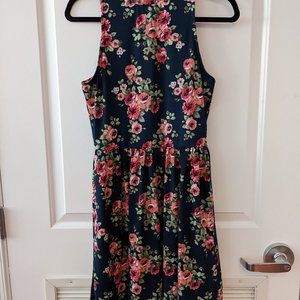 Navy floral sleeveless springtime dress